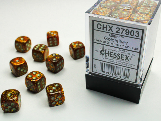Chessex - 12mm d6 Dice Block (36 dice) - Various Colours