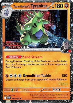 Team Rocket's Tyranitar (Prerelease Staff) 96 - SV10 Destined Rivals Holofoil