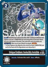 Unique Emblem: Invincibly Invisible (Dawn of Liberator Box Topper) (P) - Digimon Promotion Cards Foil