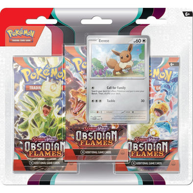 Pokemon - Scarlet and Violet - Obsidian Flames - 3 Pack Blister - Eevee (Pre-Order)