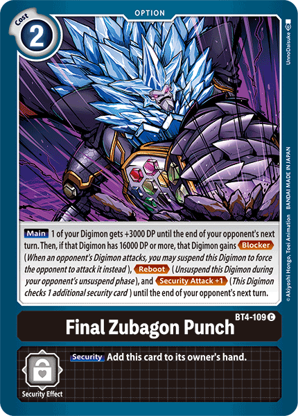 Final Zubagon Punch [BT4-109] [Great Legend]